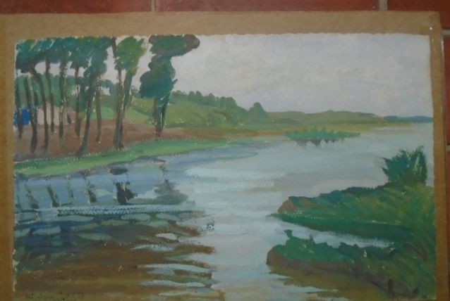 Gouache originale de 1957 de R. Rivaud