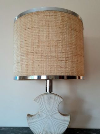 Lampe brutaliste pierre du Gard et chrome 1970 