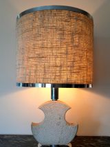 Lampe brutaliste pierre du Gard et chrome 1970 