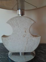 Lampe brutaliste pierre du Gard et chrome 1970 