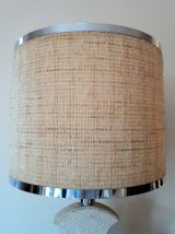 Lampe brutaliste pierre du Gard et chrome 1970 