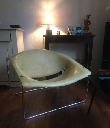 2 fauteuils 60s fibre de verre et acier