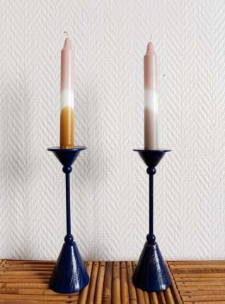 Paire de bougeoirs design Memphis 1980 