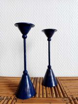 Paire de bougeoirs design Memphis 1980 