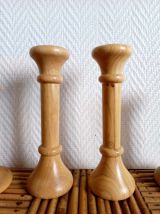 Lot de bougeoirs scandinaves bobine en noyer 