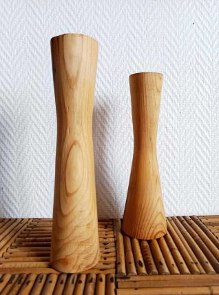 Bougeoirs brutalistes scandinaves en bois 