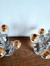 Paire de chandeliers cristal Schneider 1950
