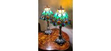 paire de lampe metal argenté art nouveau  38x20  tiffany ver