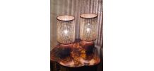 paire lampe de chevet boule en bois scandinave  elec ok  32x