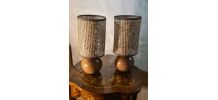 paire lampe de chevet boule en bois scandinave  elec ok  32x
