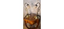 paire de lampes ceram et laiton style art nouveau  ,,tulipe 