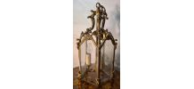 suspension lanterne 3 feux bronze h40x20 avec fixation 60 cm