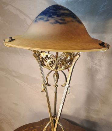 lampe art nouveau bronze ciselée ancienne pied style majorel