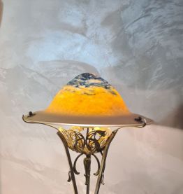 lampe art nouveau bronze ciselée ancienne pied style majorel