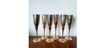 6 flûtes à champagne laiton et métal argenté 1970 