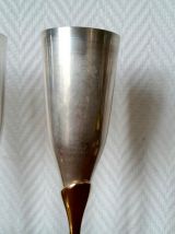 6 flûtes à champagne laiton et métal argenté 1970 