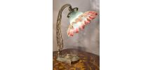 lampe bronze art nouveau ancienne 30x25 avec tulipe opalisan