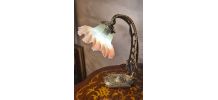lampe bronze art nouveau ancienne 30x25 avec tulipe opalisan