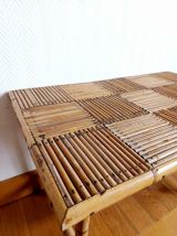 Table basse en bambou refendu style Audoux Minnet 1960 