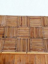 Table basse en bambou refendu style Audoux Minnet 1960 