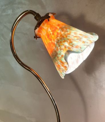 élégante lampe bronze, laiton art nouveau 50x30avec tulipe p