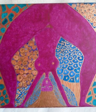 Peinture acrylique sur toile intitulée Le monde à l'envers b