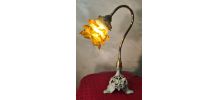 lampe  pied etain laiton  art nouveau , tulipe  verre  rose 