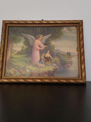Cadre L'ange gardien et 2 enfants 