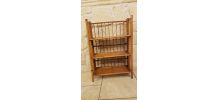 Etagère/bibliothèque pliante vintage en rotin