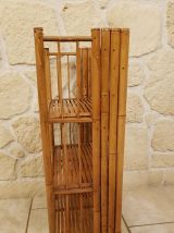 Etagère/bibliothèque pliante vintage en rotin
