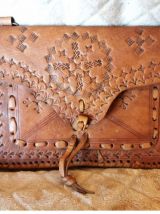 Sac à main vintage en cuir Marocain - Pièce unique artisanal