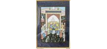 Tableau oriental peint à la main – Scène royale persane 