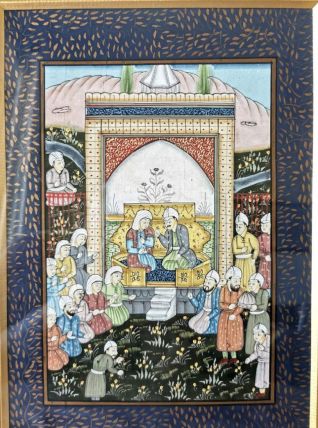 Tableau oriental peint à la main – Scène royale persane 