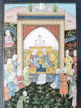 Tableau oriental peint à la main – Scène royale persane 