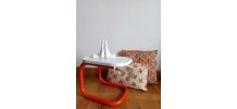 Table d'appoint tubulaire vintage orange 1970 