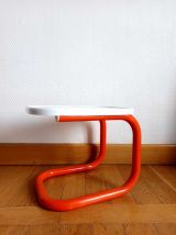 Table d'appoint tubulaire vintage orange 1970 