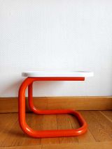 Table d'appoint tubulaire vintage orange 1970 