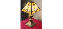 lampe art deco bronze et laiton h40x30 abat jour  style verr