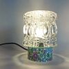 Lampe salon chevet bureau vintage verre transparent fleurs 