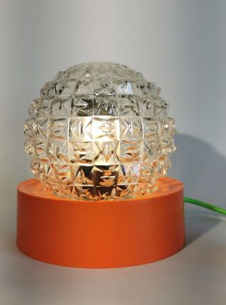 Lampe salon chevet bureau vintage boule verre orange
