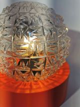 Lampe salon chevet bureau vintage boule verre orange