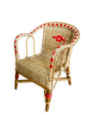 Fauteuil enfant en rotin et osier époque début XXe. 