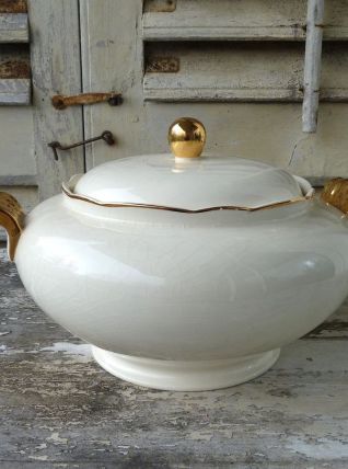 Soupière - légumier Villeroy &amp; Boch Mettlach ivoire et or