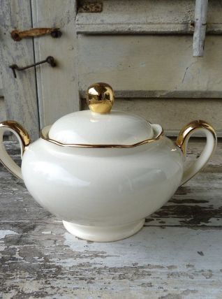 Sucrier Villeroy &amp; Boch Mettlach ivoire et or