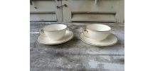 2 tasses et 2 sous-tasses Villeroy &amp;amp; Boch Mettlach ivoire et