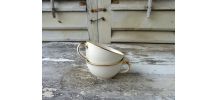 2 tasses et 2 sous-tasses Villeroy &amp;amp; Boch Mettlach ivoire et