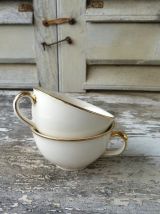 2 tasses et 2 sous-tasses Villeroy &amp; Boch Mettlach ivoire et