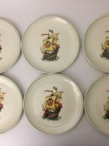 6 assiettes à dessert et le Plat Vintage / Gien / Modèle Arm