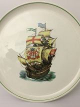 6 assiettes à dessert et le Plat Vintage / Gien / Modèle Arm