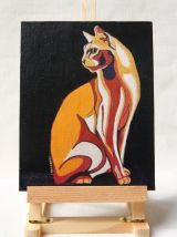 Peinture de Chat abyssin sur fond noir. Direct artiste. 